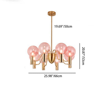 Contemporary Nordic Magic Bean Round Orb Iron Glass 6/8/10/12 Light Chandelier For Living Room