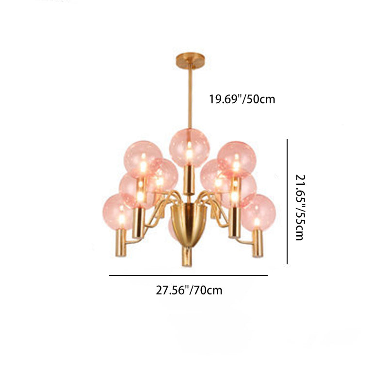 Contemporary Nordic Magic Bean Round Orb Iron Glass 6/8/10/12 Light Chandelier For Living Room