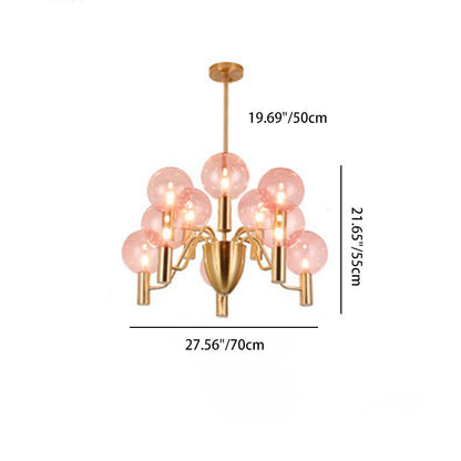 Contemporary Nordic Magic Bean Round Orb Iron Glass 6/8/10/12 Light Chandelier For Living Room
