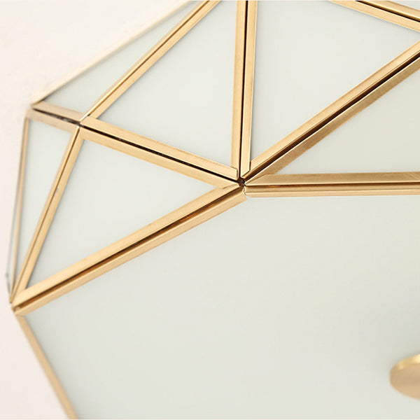 Modern Mid-Century Round Octagonal Copper Glass 3/4/6 Light Flush Mount Ceiling Light For Bedroom