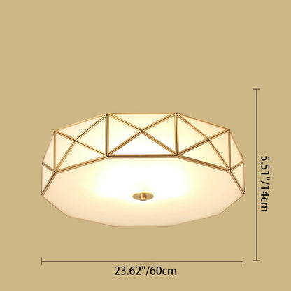 Modern Mid-Century Round Octagonal Copper Glass 3/4/6 Light Flush Mount Ceiling Light For Bedroom