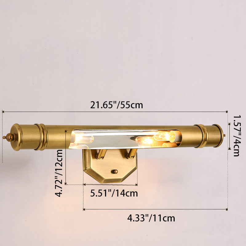 Modern Minimalist Round Cylinder Copper Aluminum 2-Light Wall Sconce Lamp For Bathroom