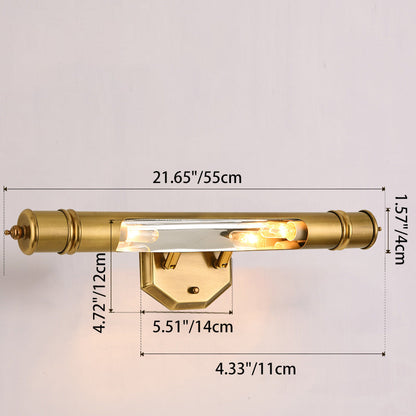 Modern Minimalist Round Cylinder Copper Aluminum 2-Light Wall Sconce Lamp For Bathroom