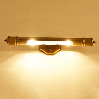 Modern Minimalist Round Cylinder Copper Aluminum 2-Light Wall Sconce Lamp For Bathroom