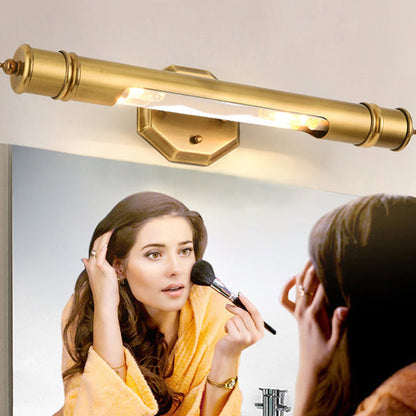 Modern Minimalist Round Cylinder Copper Aluminum 2-Light Wall Sconce Lamp For Bathroom