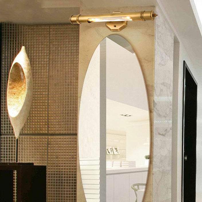 Modern Minimalist Round Cylinder Copper Aluminum 2-Light Wall Sconce Lamp For Bathroom
