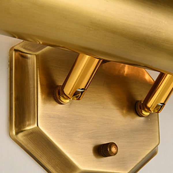 Modern Minimalist Round Cylinder Copper Aluminum 2-Light Wall Sconce Lamp For Bathroom