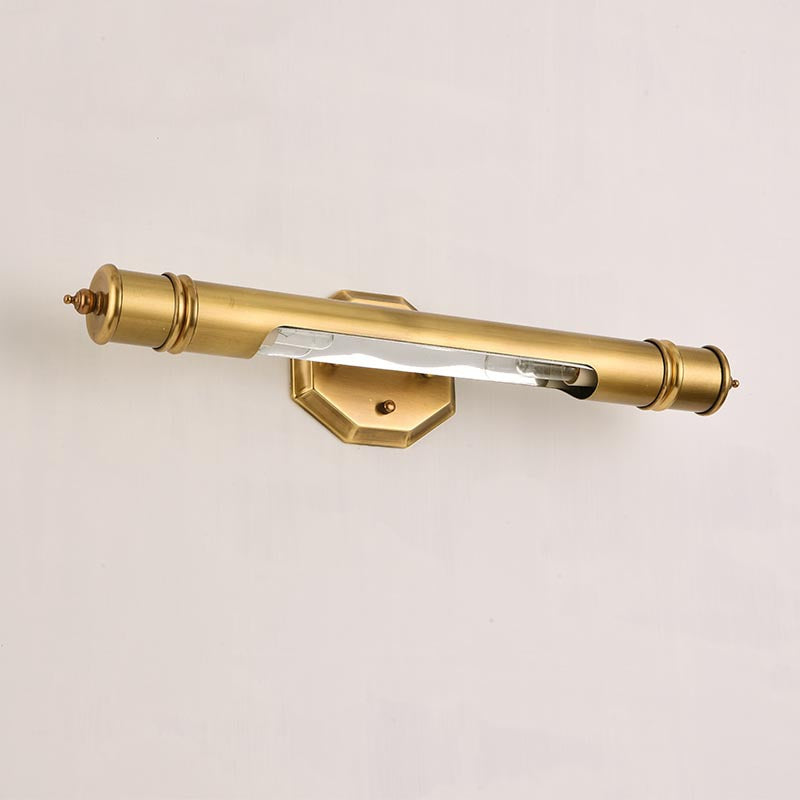 Modern Minimalist Round Cylinder Copper Aluminum 2-Light Wall Sconce Lamp For Bathroom