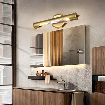 Modern Minimalist Round Cylinder Copper Aluminum 2-Light Wall Sconce Lamp For Bathroom