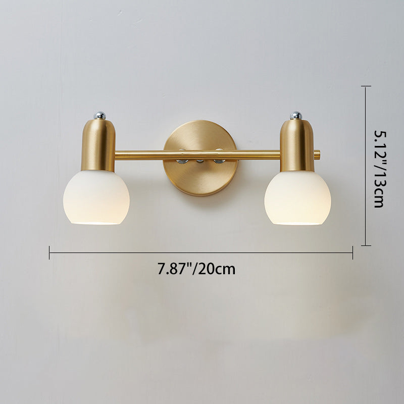 مصباح حائط معاصر بتصميم مخروطي دائري من النحاس والزجاج بتصميم نورديك، مزود بإضاءة 2/3 للحمام 