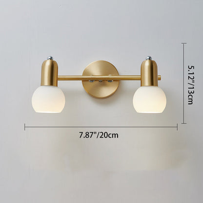 مصباح حائط معاصر بتصميم مخروطي دائري من النحاس والزجاج بتصميم نورديك، مزود بإضاءة 2/3 للحمام 
