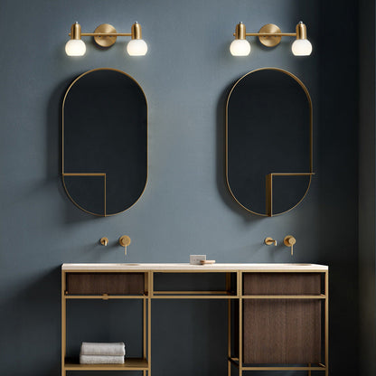 مصباح حائط معاصر بتصميم مخروطي دائري من النحاس والزجاج بتصميم نورديك، مزود بإضاءة 2/3 للحمام 
