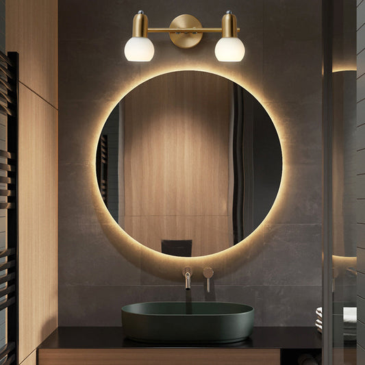 مصباح حائط معاصر بتصميم مخروطي دائري من النحاس والزجاج بتصميم نورديك، مزود بإضاءة 2/3 للحمام 