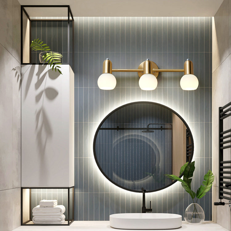 مصباح حائط معاصر بتصميم مخروطي دائري من النحاس والزجاج بتصميم نورديك، مزود بإضاءة 2/3 للحمام 