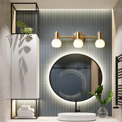 مصباح حائط معاصر بتصميم مخروطي دائري من النحاس والزجاج بتصميم نورديك، مزود بإضاءة 2/3 للحمام 