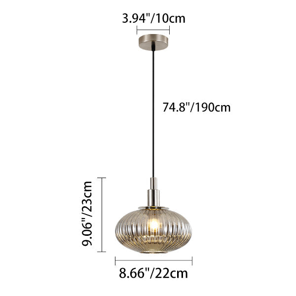 Contemporary Nordic Oval Iron Glass 1-Light Pendant Light For Dining Room