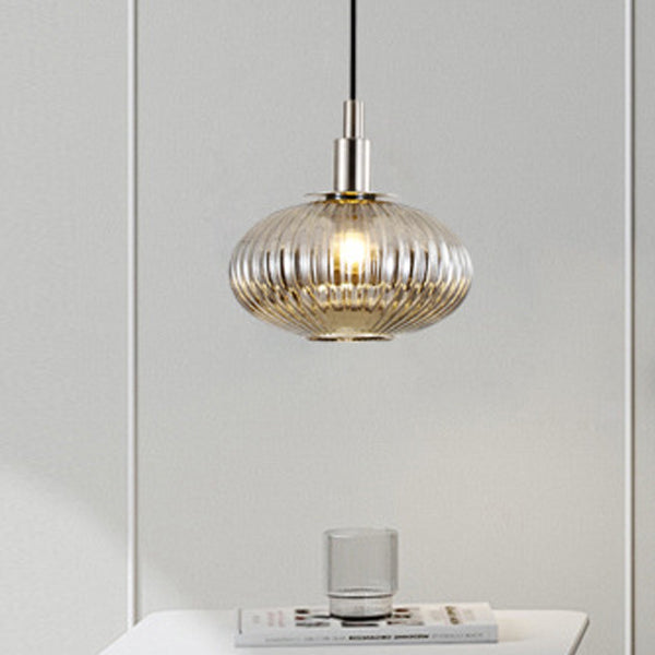 Contemporary Nordic Oval Iron Glass 1-Light Pendant Light For Dining Room