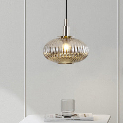 Contemporary Nordic Oval Iron Glass 1-Light Pendant Light For Dining Room