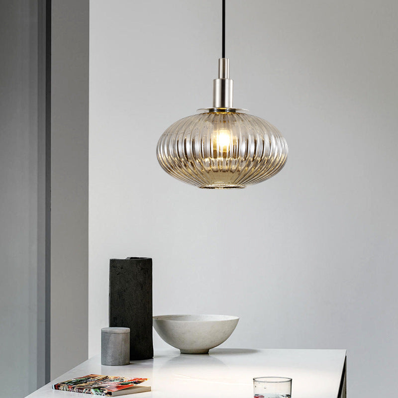 Contemporary Nordic Oval Iron Glass 1-Light Pendant Light For Dining Room