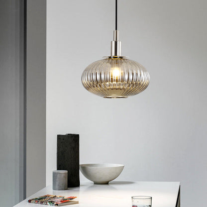 Contemporary Nordic Oval Iron Glass 1-Light Pendant Light For Dining Room