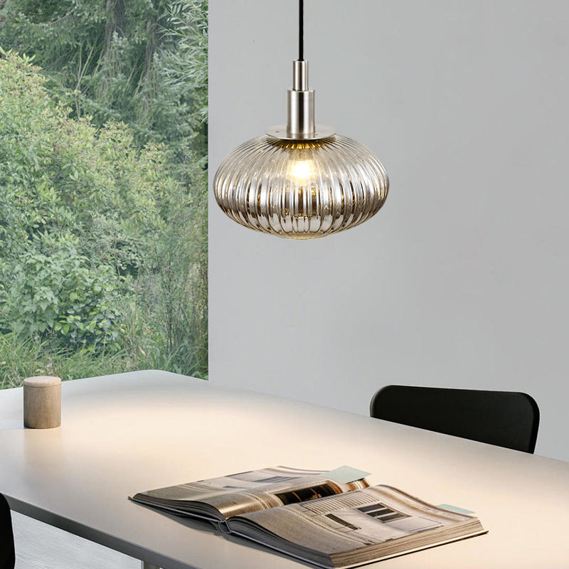 Contemporary Nordic Oval Iron Glass 1-Light Pendant Light For Dining Room