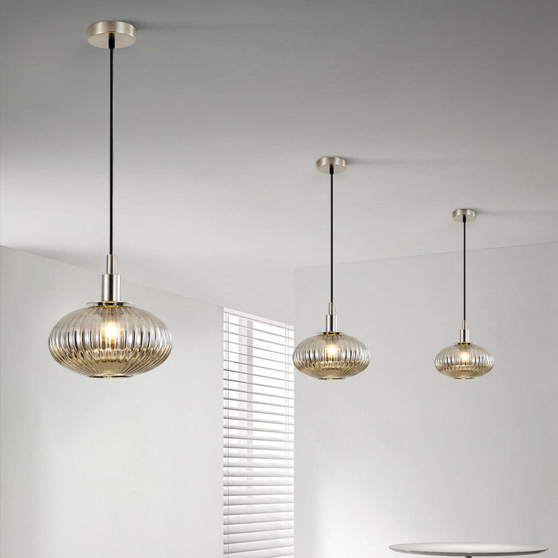 Contemporary Nordic Oval Iron Glass 1-Light Pendant Light For Dining Room