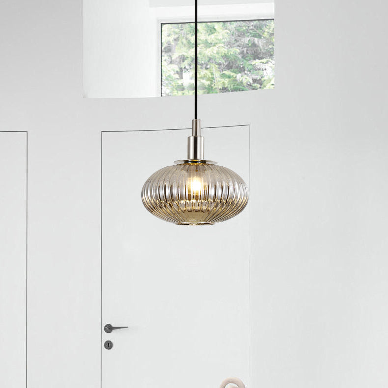 Contemporary Nordic Oval Iron Glass 1-Light Pendant Light For Dining Room