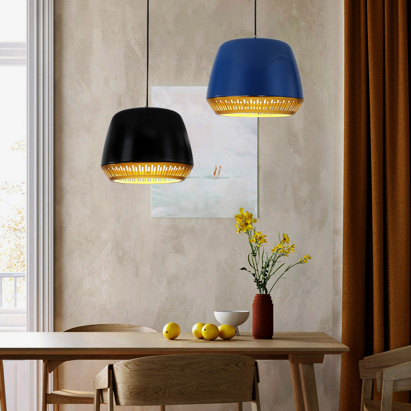 Contemporary Nordic Round Cylinder Iron 1-Light Pendant Light For Dining Room