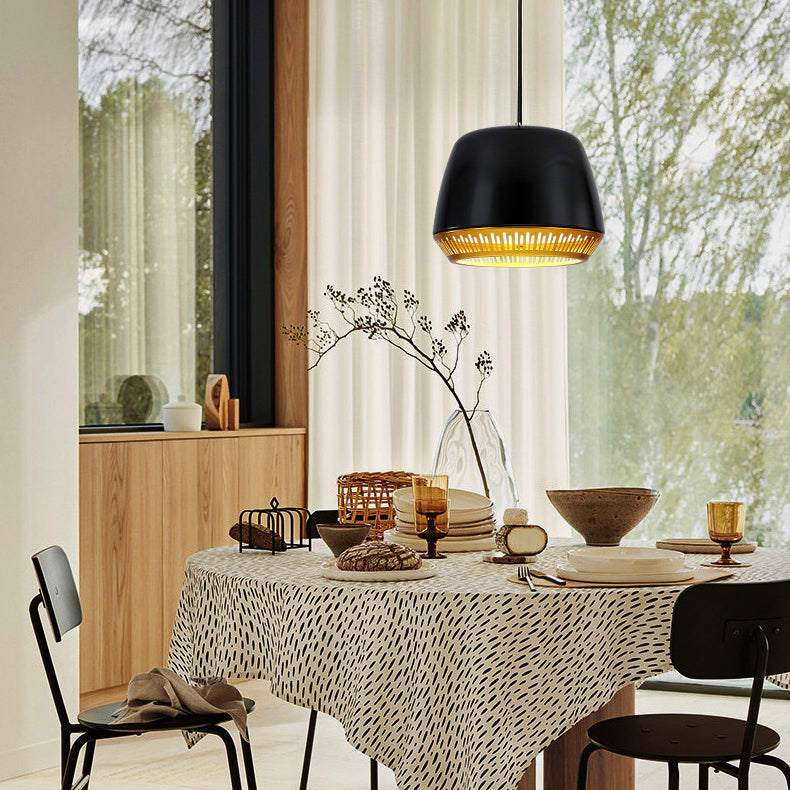 Contemporary Nordic Round Cylinder Iron 1-Light Pendant Light For Dining Room