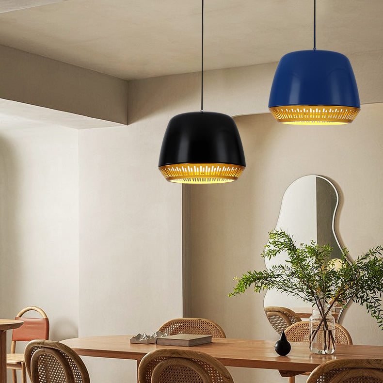 Contemporary Nordic Round Cylinder Iron 1-Light Pendant Light For Dining Room