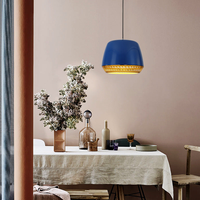 Contemporary Nordic Round Cylinder Iron 1-Light Pendant Light For Dining Room