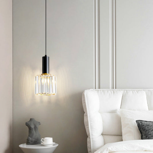 Modern Minimalist Round Iron Glass 1/2 Light Chandelier For Bedroom