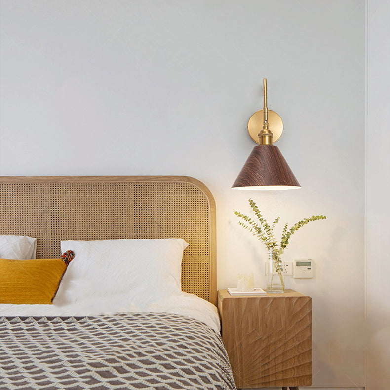 Traditional Vintage Rotatable Cone Iron 1-Light Wall Sconce Lamp For Bedroom