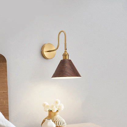 Traditional Vintage Rotatable Cone Iron 1-Light Wall Sconce Lamp For Bedroom