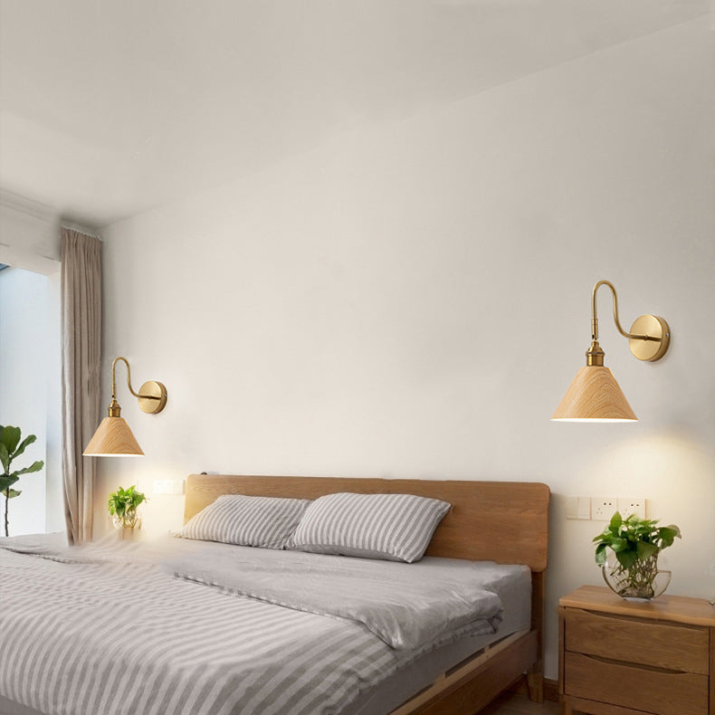 Traditional Vintage Rotatable Cone Iron 1-Light Wall Sconce Lamp For Bedroom