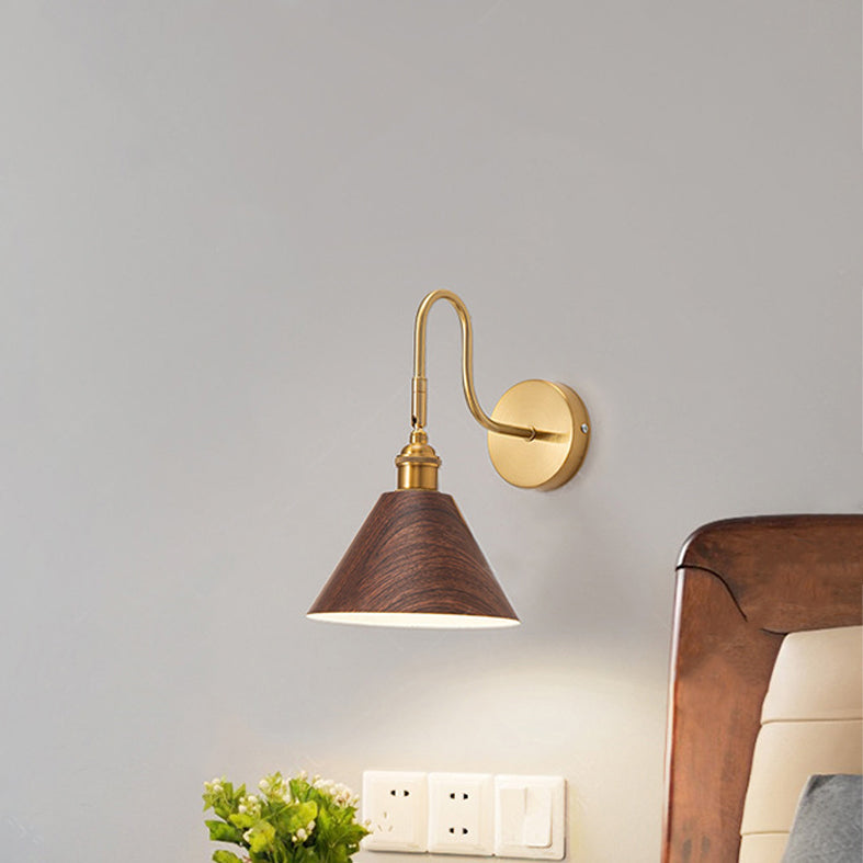 Traditional Vintage Rotatable Cone Iron 1-Light Wall Sconce Lamp For Bedroom