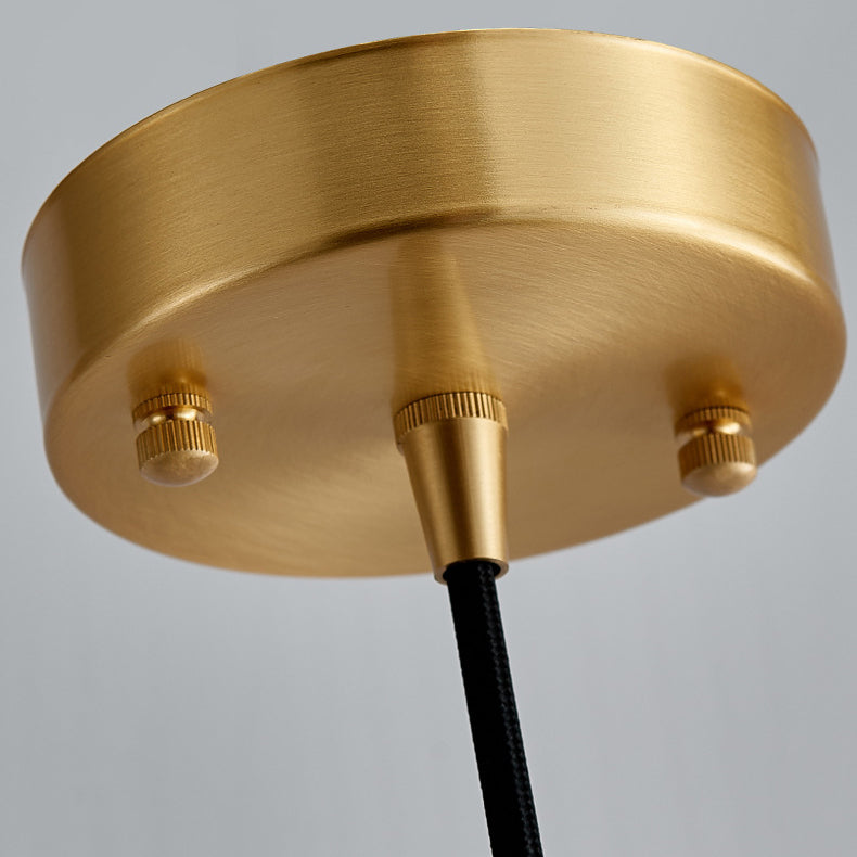 Contemporary Scandinavian Round Orb Copper Marble Glass 1-Light Pendant Light For Bedroom
