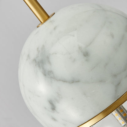 Contemporary Scandinavian Round Orb Copper Marble Glass 1-Light Pendant Light For Bedroom