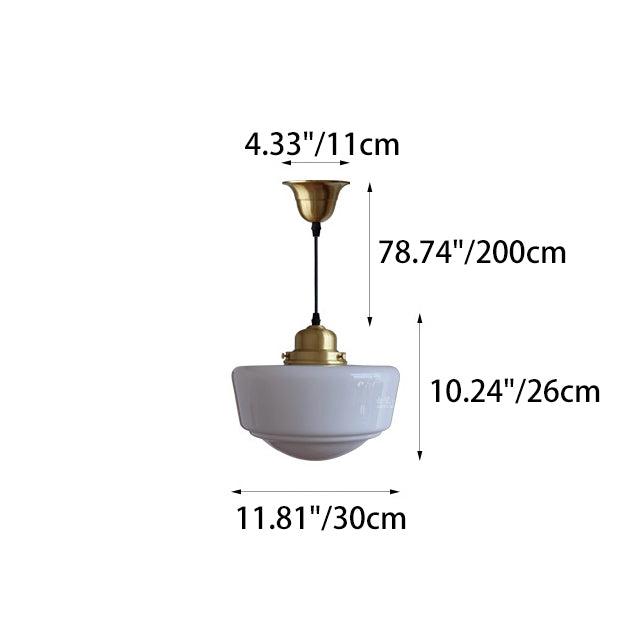 Modern Mid-Century Round Copper Glass 1-Light Pendant Light For Bedroom