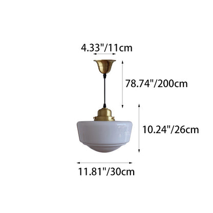 Modern Mid-Century Round Copper Glass 1-Light Pendant Light For Bedroom