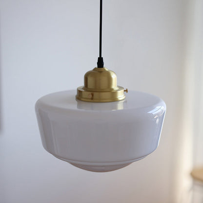 Modern Mid-Century Round Copper Glass 1-Light Pendant Light For Bedroom