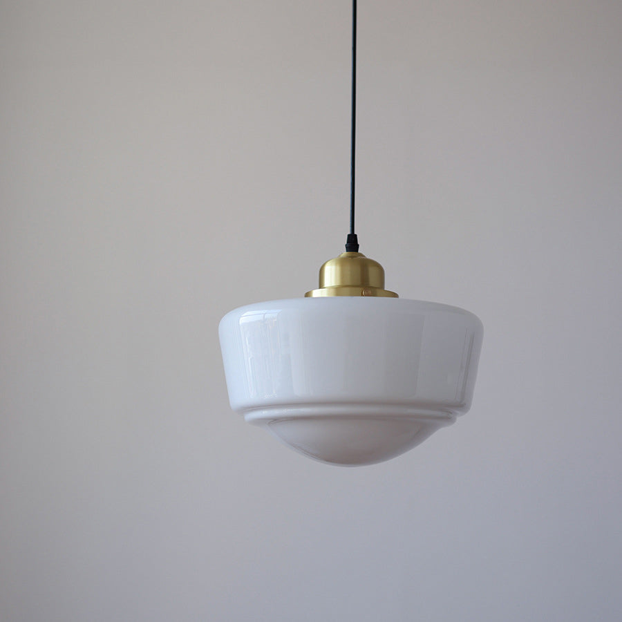 Modern Mid-Century Round Copper Glass 1-Light Pendant Light For Bedroom