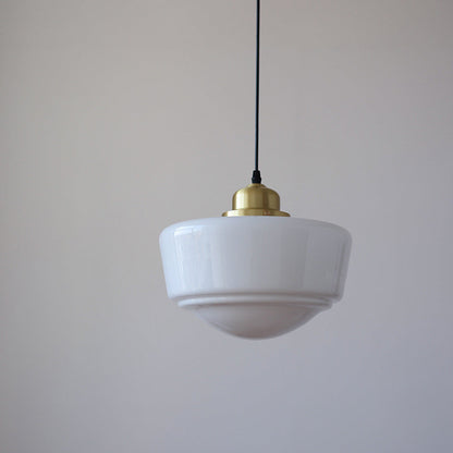 Modern Mid-Century Round Copper Glass 1-Light Pendant Light For Bedroom