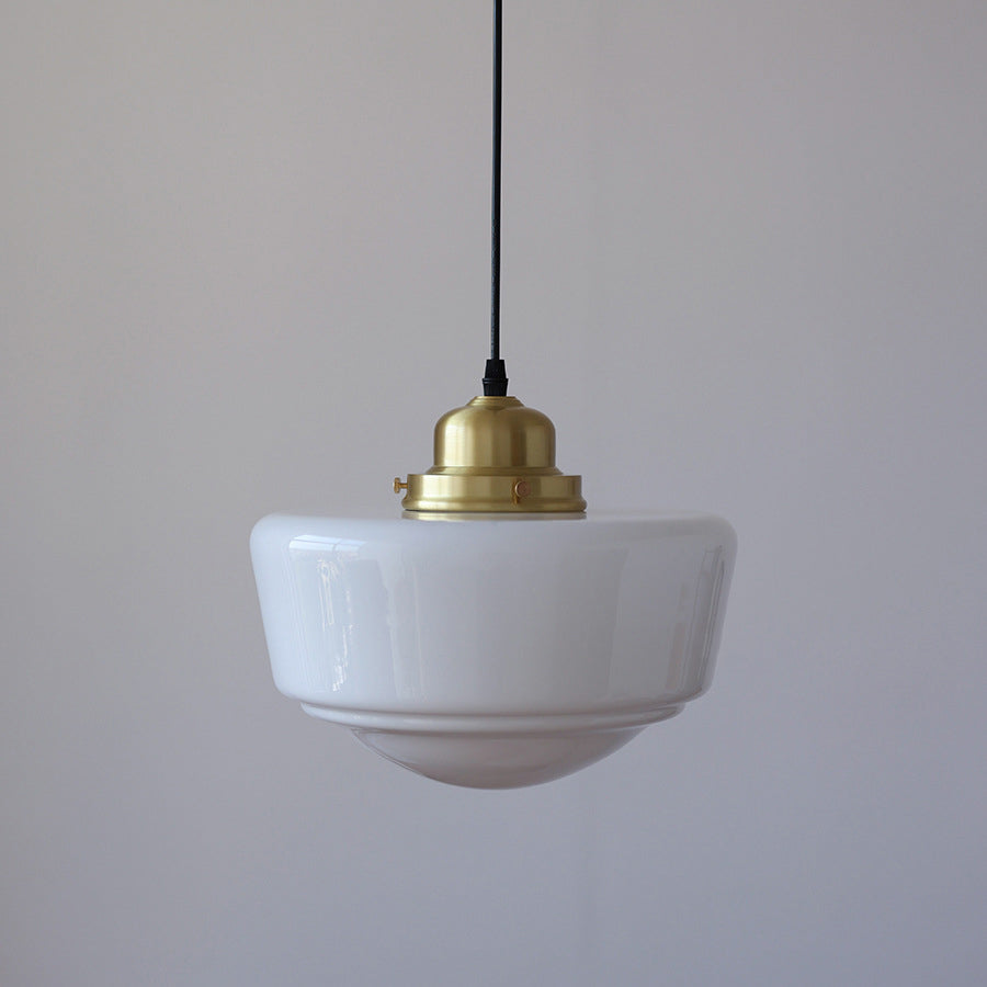 Modern Mid-Century Round Copper Glass 1-Light Pendant Light For Bedroom