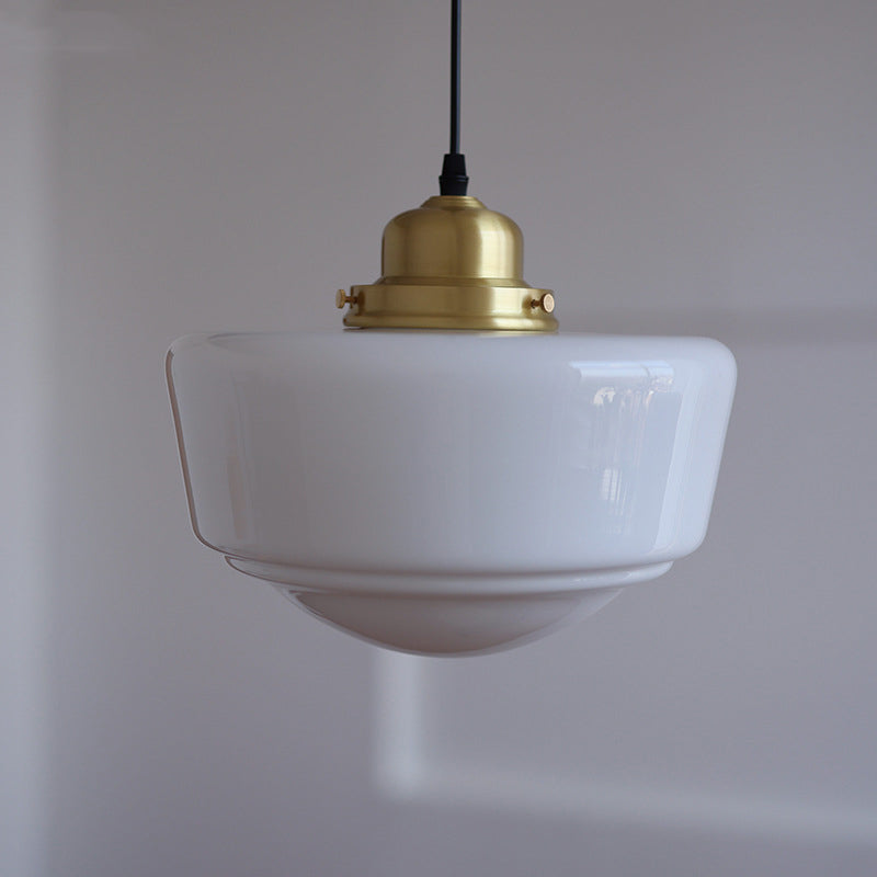 Modern Mid-Century Round Copper Glass 1-Light Pendant Light For Bedroom