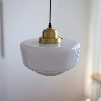 Modern Mid-Century Round Copper Glass 1-Light Pendant Light For Bedroom