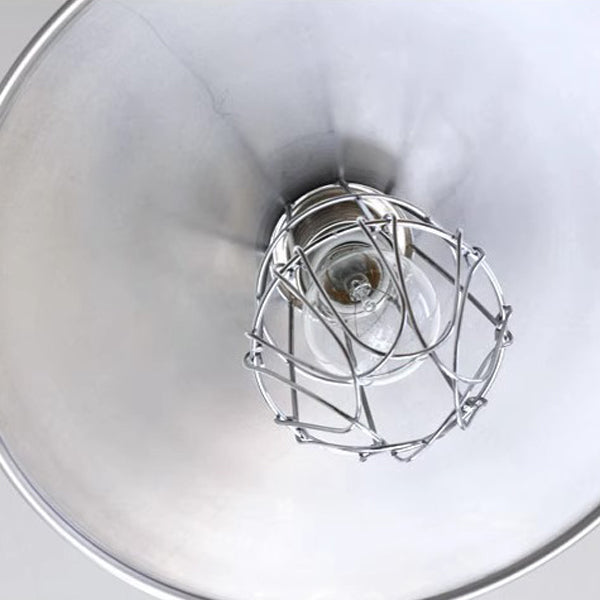 Contemporary Industrial Round Cone Wood Aluminum 1-Light Pendant Light For Living Room