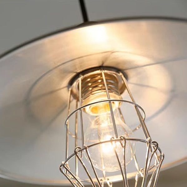 Contemporary Industrial Round Cone Wood Aluminum 1-Light Pendant Light For Living Room