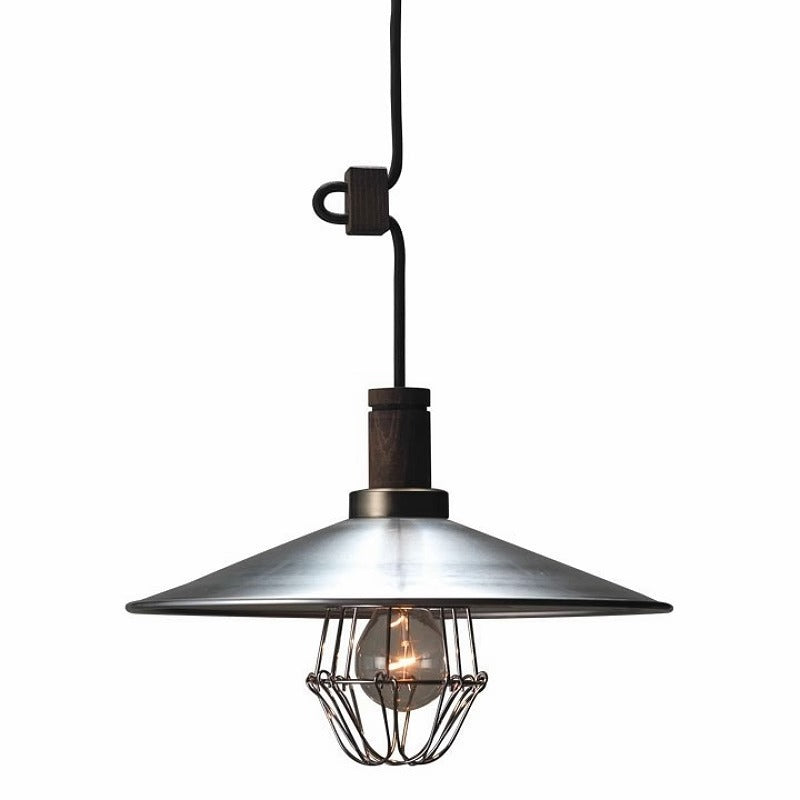 Contemporary Industrial Round Cone Wood Aluminum 1-Light Pendant Light For Living Room