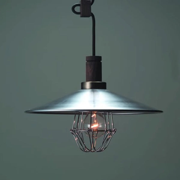 Contemporary Industrial Round Cone Wood Aluminum 1-Light Pendant Light For Living Room